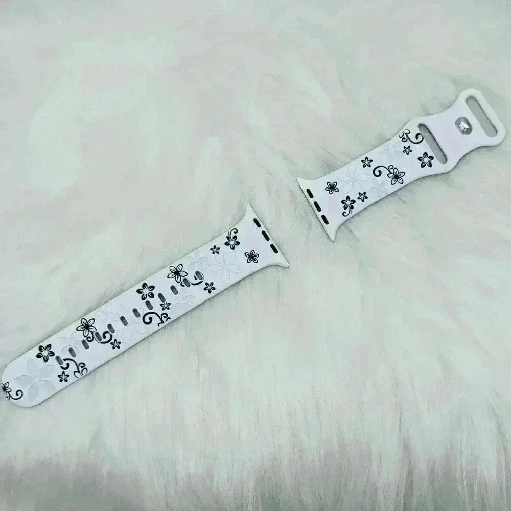 New Floral Design Apple Watch Bands  38mm 40mm 41mm in Black & White